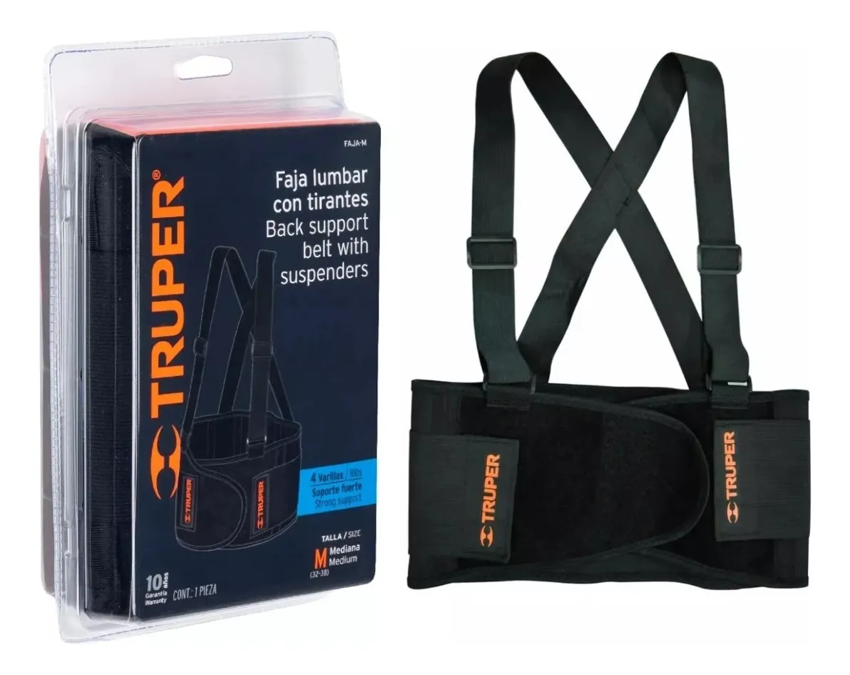 Faja Con Tirantes 4 Varillas Talla Mediana Truper